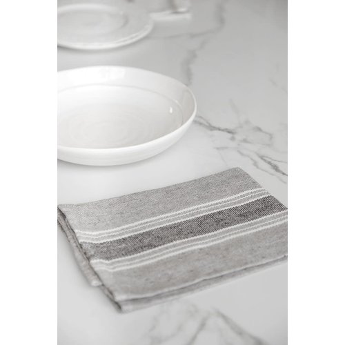 Linenway Napkin Casa Charcola with White & Black 17" x 17" Linenway Napkin Casa Charcola with White & Black 17" x 17"