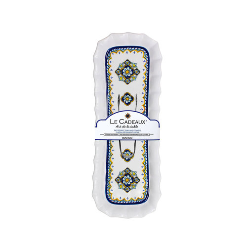 Le Cadeaux Sorrento Scalloped Pastry Tray with small Tongs Gift Set Le Cadeaux Sorrento Scalloped Pastry Tray with small Tongs Gift Set