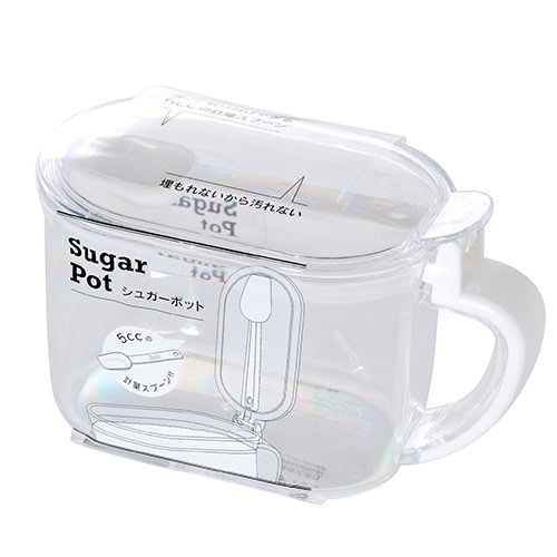 Nicetys Import JAPANESE CLEAR PLASTIC SUGAR CONTAINER W/ SPOON 650ml Nicetys Import JAPANESE CLEAR PLASTIC SUGAR CONTAINER W/ SPOON 650ml