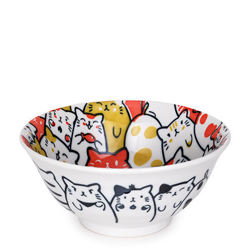 Nicetys Import JAPANESE Bunch of Cats Bowl 532ml - RED Nicetys Import JAPANESE Bunch of Cats Bowl 532ml - RED