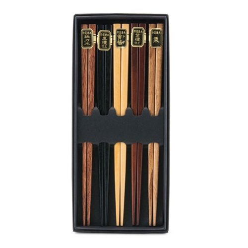 Nicetys Import WOODEN CHOPSTICK SET OF 5  Assorted