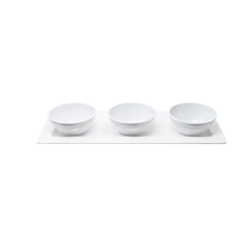 Le Cadeaux Bianco Tutti Rectangular Tray with 3 Bowls