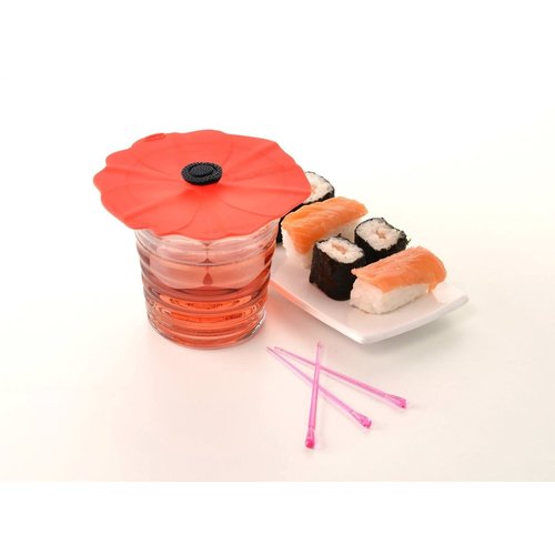 CHARLES VIANCIN Lid Drink Silicone Poppy Set of 2