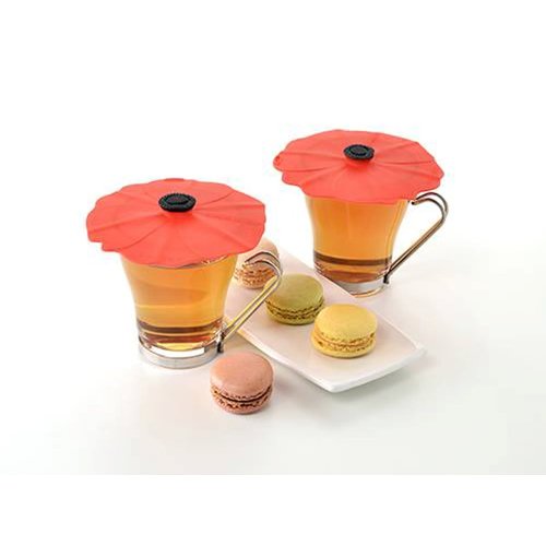 CHARLES VIANCIN Lid Drink Silicone Poppy Set of 2