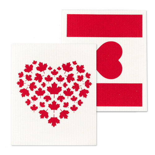 Abbott Swedish Cloth Canada Flag & Heart/ Set of 2