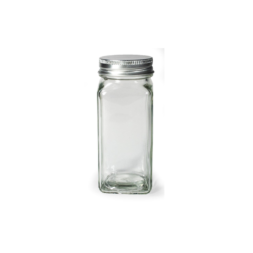 Port-Style Spice Jar Square Glass with Metal Lid 4oz.