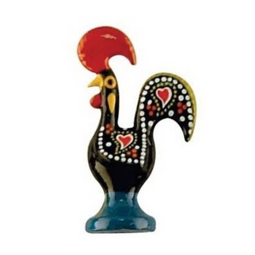 PORTUGAL IMPORTS BARCELOS METAL ROOSTER MAGNET - BLACK - 1.4x0.8x2.4 ins.