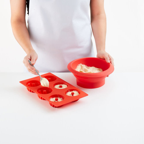 Lekue Lékué Savarin Mini Bundt 6 Cavity Baking Mould Red