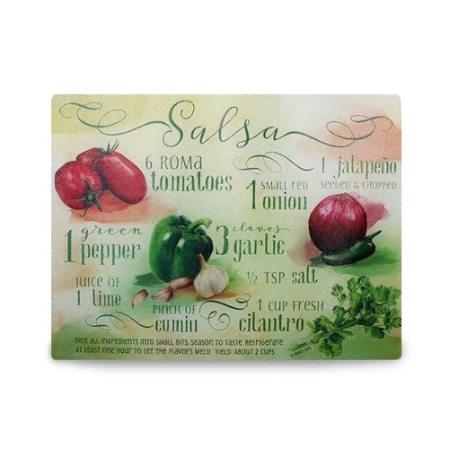 Abbey Gift GLASS CUTTING BOARD - SALSA RECIPE - 15.63" X 11.75" Abbey Gift GLASS CUTTING BOARD - SALSA RECIPE - 15.63" X 11.75"