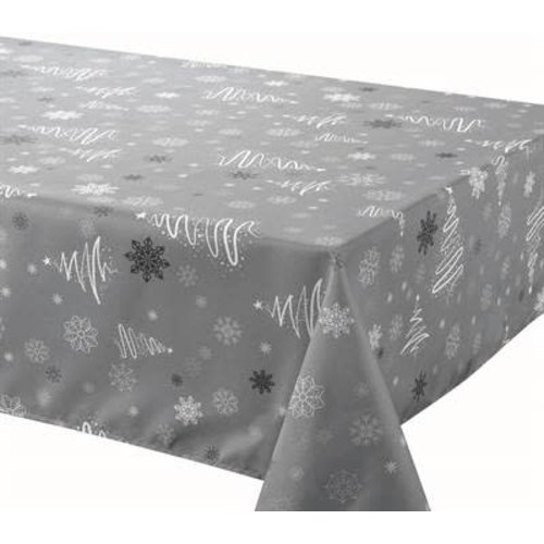 Texstyles Deco Tablecloth XMAS Poly 58”X126” Fancy XMAS Trees Grey Texstyles Deco Tablecloth XMAS Poly 58”X126” Fancy XMAS Trees Grey