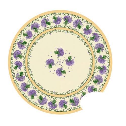 L'Art de Vivre Inc. TABLECLOTH 68 ins. ROUND Cream Lavender Made in France COATED L'Art de Vivre Inc. TABLECLOTH 68 ins. ROUND Cream Lavender Made in France COATED