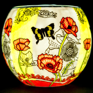 Benaya Handcrafted Art Decor LIGHT GLASS Poppy Butterfly 3.5" x 4"
