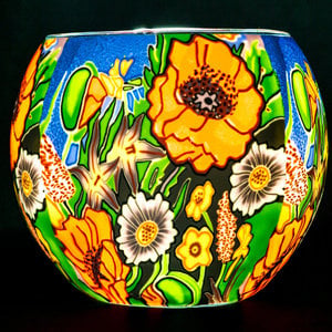 Benaya Handcrafted Art Decor LIGHT GLASS Poppy Garden