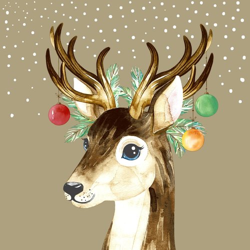 OCD Napkin Cocktail Paper Deer Baubles OCD Napkin Cocktail Paper Deer Baubles