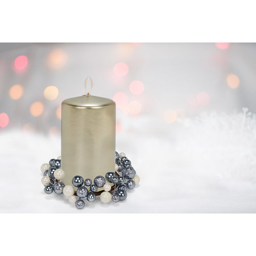 Abbott Grey & Pearl Ball Candle Ring 5.5 ins. D.