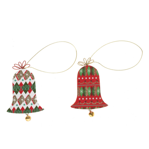 Option2 Christmas Village Bell Ornament 2-Sided - Printed Wood Option2 Christmas Village Bell Ornament 2-Sided - Printed Wood