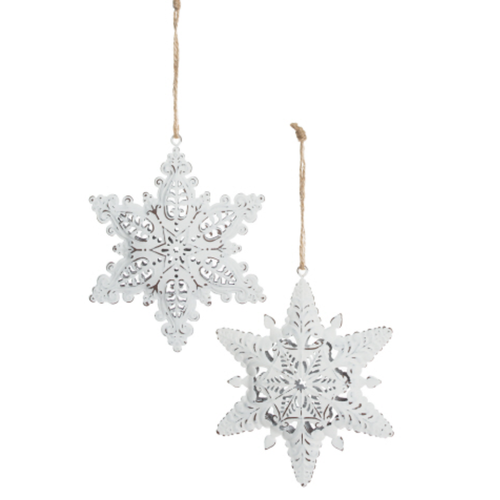 Option2 Antique White Finish Metal Snowflake Ornament 5 ins. Option2 Antique White Finish Metal Snowflake Ornament 5 ins.