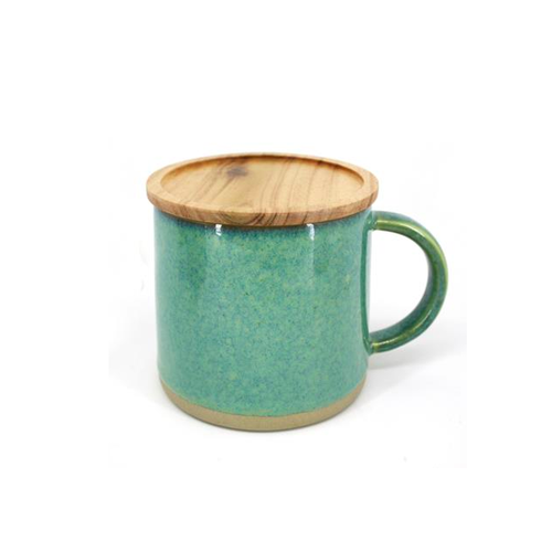 BIA Reactive Mug with Acacia Lid Green BIA Reactive Mug with Acacia Lid Green
