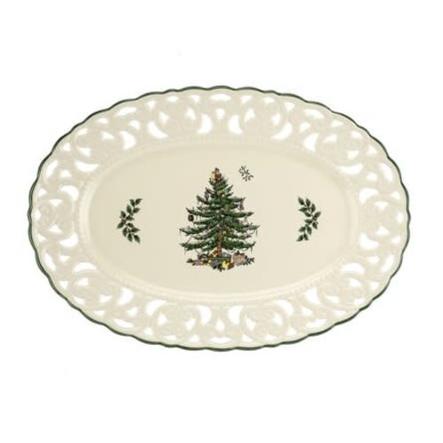 Spode CHRISTMAS TREE Oval Pierced Dish 14" Spode CHRISTMAS TREE Oval Pierced Dish 14"