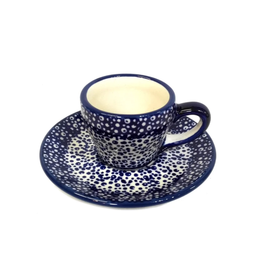 Polish Pottery Espresso Cup/Saucer Misty Morning Polish Pottery Espresso Cup/Saucer Misty Morning