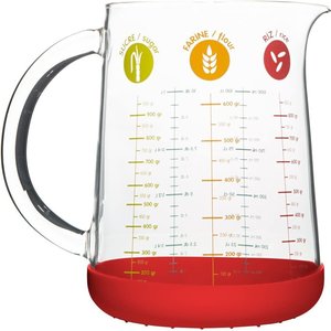 Pebbly Measuring Jug  ONE Litre Wet/Dry RED foot