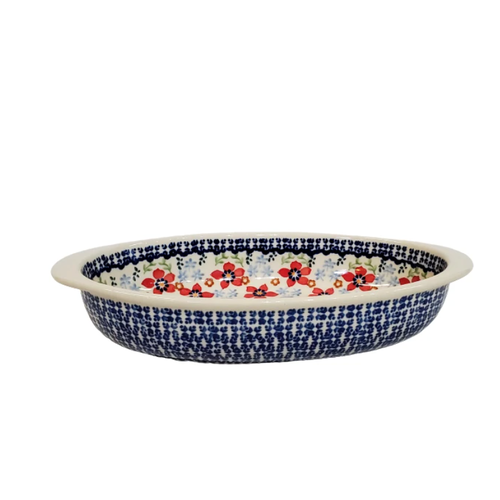 Polish Pottery Fluted Pie dish 9 ins. COUNTRY GARDEN Polish Pottery Fluted Pie dish 9 ins. COUNTRY GARDEN