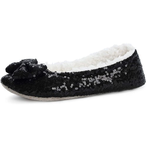 Snoozies Snoozie Slippers Black Bling Small