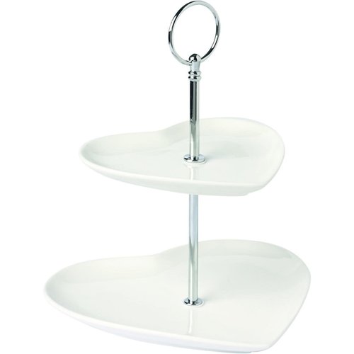Carsim PORCELAIN CAKE STAND - 2-Tier WHITE Carsim PORCELAIN CAKE STAND - 2-Tier WHITE