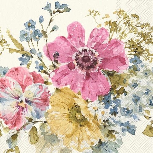 IHR Napkin Lunch Paper GARDEN FLOWER BUNCH CREAM IHR Napkin Lunch Paper GARDEN FLOWER BUNCH CREAM