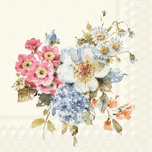 IHR Napkin Cocktail Paper GARDEN FLOWER BUNCH CREAM IHR Napkin Cocktail Paper GARDEN FLOWER BUNCH CREAM