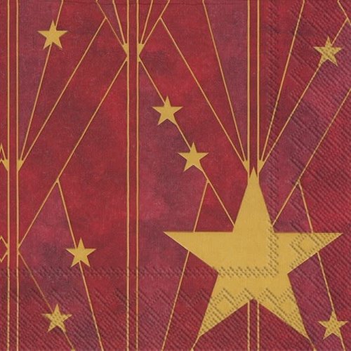 IHR Napkin Lunch Paper Art Deco Big Star Red