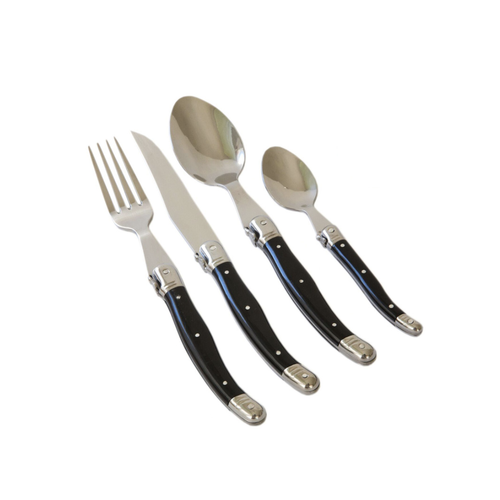 Laguiole Debutant 24 Piece Cutlery Set Black Laguiole