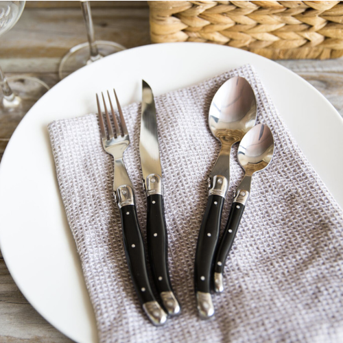 Laguiole Debutant 24 Piece Cutlery Set Black Laguiole