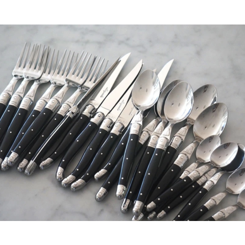 Laguiole Debutant 24 Piece Cutlery Set Black Laguiole