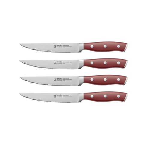 Henckels Forged Accent 4 PC Steak Knife Set Red