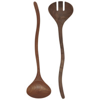 Salad Servers Teak Wavy Set of 2