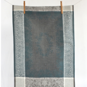 Linenway Tea Towel Majesty Forest Green and Grey Linen