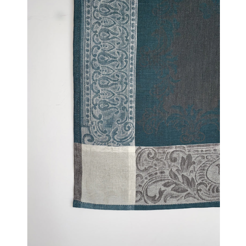 Linenway Tea Towel Majesty Forest Green and Grey Linen