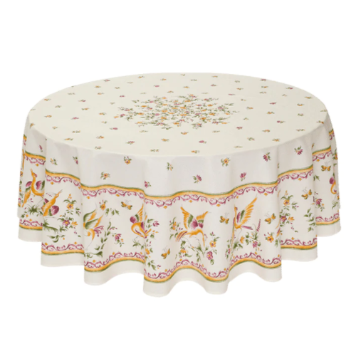 L'Art de Vivre Inc. TABLECLOTH 68” ROUND Red Moustier COATED L'Art de Vivre Inc. TABLECLOTH 68” ROUND Red Moustier COATED