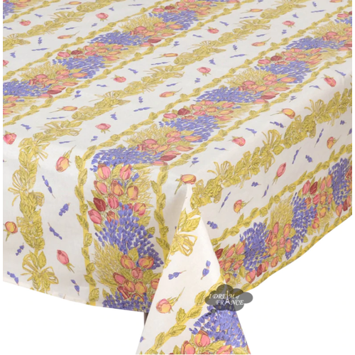 L'Art de Vivre Inc. TABLECLOTH RECTANGULAR 60x102 ins. Roses & Lavender COATED L'Art de Vivre Inc. TABLECLOTH RECTANGULAR 60x102 ins. Roses & Lavender COATED
