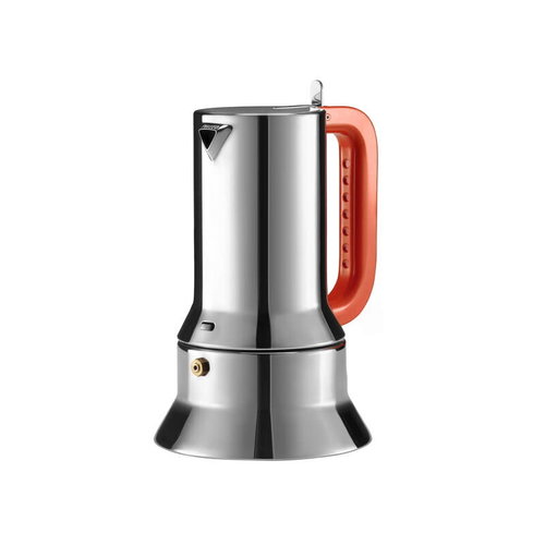 Alessi ALESSI  Espresso Coffee Maker - 6 cup - Stainless Steel w/ Orange Hdle