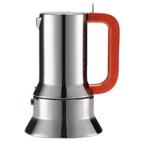 ALESSI  Espresso Coffee Maker - 6 cup - Stainless Steel w/ Orange Hdle