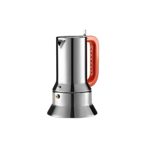 Alessi ALESSI  Espresso Coffee Maker - 3 cup - Stainless Steel w/Orange Hdle