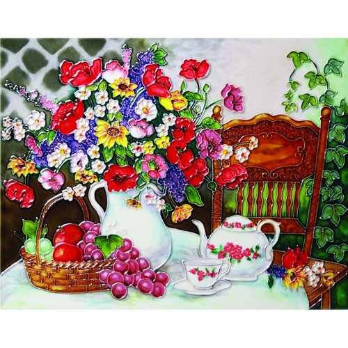 Benaya Handcrafted Art Decor Tile Afternoon Tea 11 x 14 inches Benaya Handcrafted Art Decor Tile Afternoon Tea 11 x 14 inches