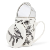Mug with Cover & Strainer WINTER BIRDS 12 oz