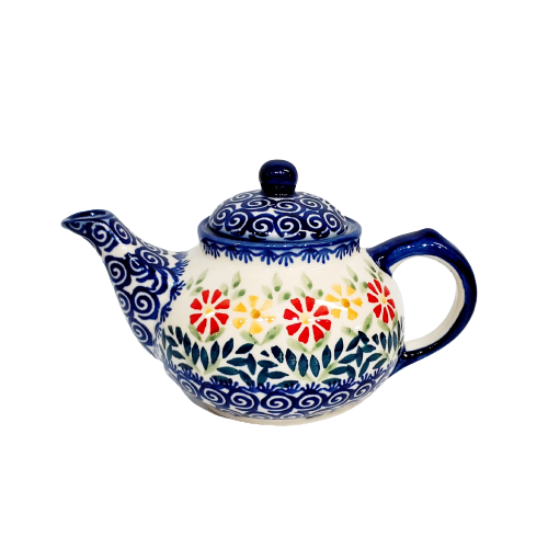 Polish Pottery Morning Teapot 300 mL BLUE SWIRL Polish Pottery Morning Teapot 300 mL BLUE SWIRL