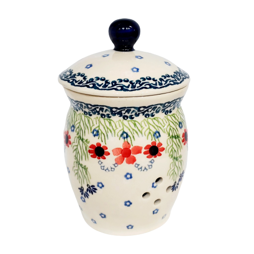 Polish Pottery Garlic Keeper FLORAL WHISPERS Polish Pottery Garlic Keeper FLORAL WHISPERS