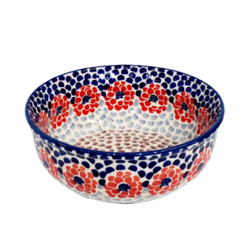 Polish Pottery Bowl Seving 6.5 ins. Blooms & Petals Polish Pottery Bowl Seving 6.5 ins. Blooms & Petals