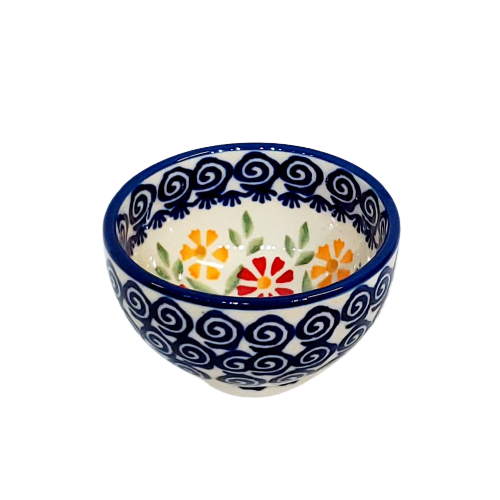Polish Pottery Small Bowl 9 cm Floral Pattern -Traditional Polish Pottery Small Bowl 9 cm Floral Pattern -Traditional