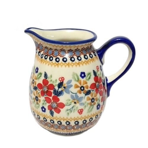 Polish Pottery Pitcher 16oz SUMMER GARDEN Polish Pottery Pitcher 16oz SUMMER GARDEN